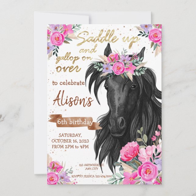 Saddle Up Horse Birthday-inbjudan Inbjudningar (Framsida)