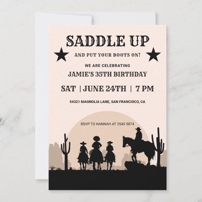 Saddle Up Vild Cowboy Birthday-inbjudan Inbjudningar (Framsida)
