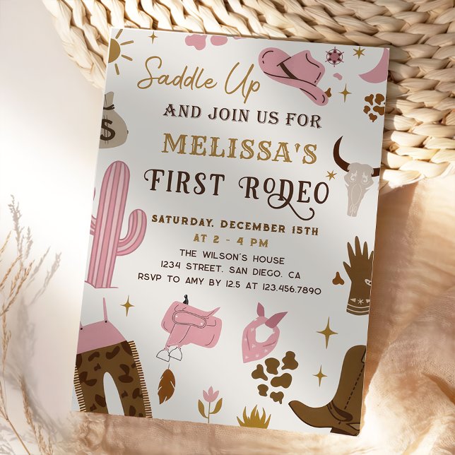 Saddle Up Vilda western Rodeo Cowgirl Ranch Birthd Inbjudningar (Skapare uppladdad)