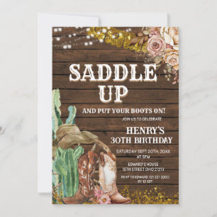 Saddle Up Western Birthday for Man Inbjudningar