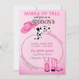 Saddle upp 1:a födelsedag Rosa Cowgirl Boots Hat Inbjudningar