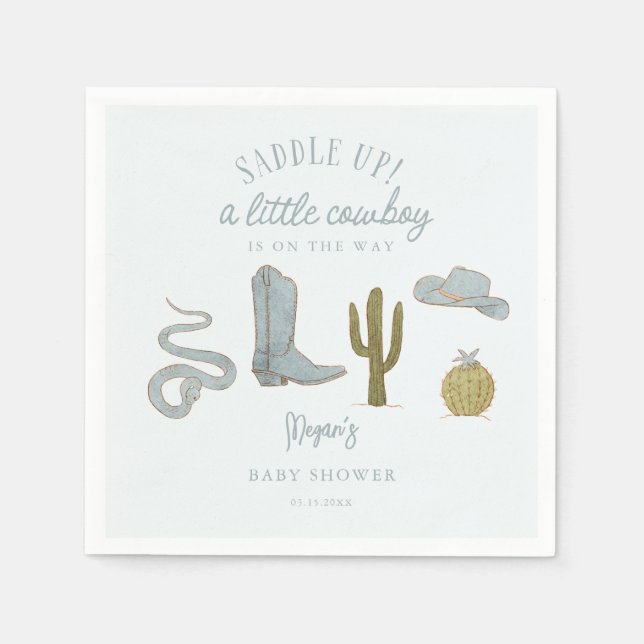 Saddle upp Cowboy Baby Shower Pappersservett (Framsidan)
