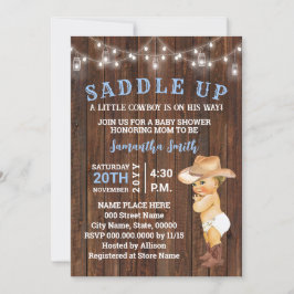 Saddle upp en liten Cowboy är hans lilla babyskor Inbjudningar