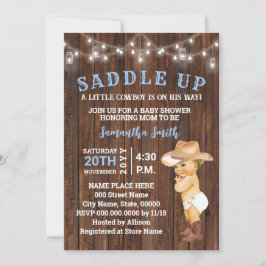 Saddle upp en liten Cowboy är hans lilla babyskor Inbjudningar