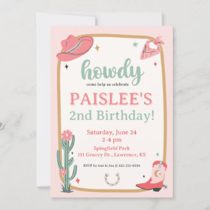 Saddle upp Girly Cowboy Birthday-inbjudan Inbjudningar