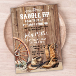 Saddle upp Land Western Cowboy Party Boots Hat Inbjudningar