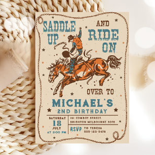 Saddle upp Western Rodeo Cowboydag Inbjudningar