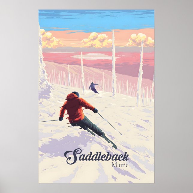 Saddleback Maine Skidort Resemaffisch Affisch (Framsidan)