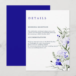 Sade Royal Blue Elfenbensblommig Bröllopsdetalj Tilläggskort