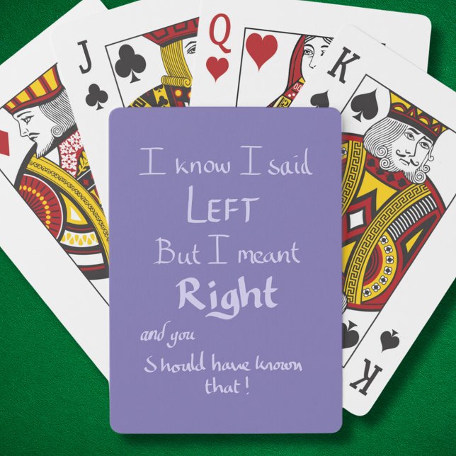Sade Vänster Roligt Körande Argumentat Citat Lila Casinokort (Funny driving directions joke purple playing cards fun car humor gifts for her)