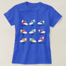 Sadeln skor i färg med gungadanstyp, royal t shirt