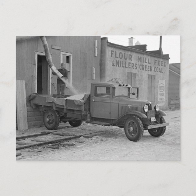 Sädestransportlastbil, 1937 vykort (Framsida)