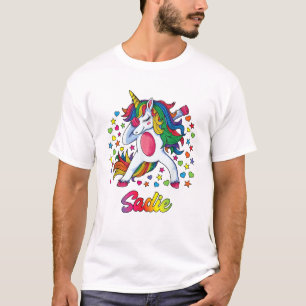 Sadie Dabbing Enhörning Regnbåge Personligt Namn C T Shirt