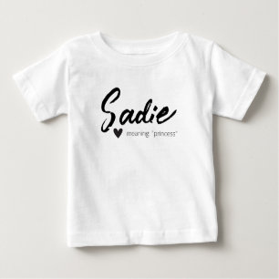 Sadie Namn betyder minimal modern textkalligrafi T Shirt
