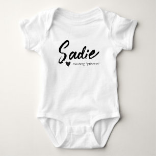 Sadie Namn Reveal betyder minimal modern svart T Shirt