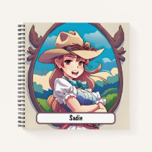 Sadie the Cowgirl Notebook with Anpassningsbar Nam
