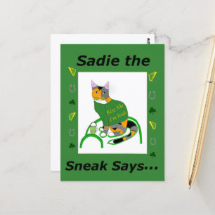 Sadie the Sneak St. Patrick's Day Postcard Vykort