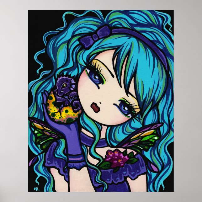 Sadie's Dragon Fairy Princess Dragon Fantasy Art Poster (Framsidan)