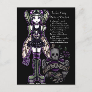 Sadies' Regler of conduct Gothic Skull Fe Vykort
