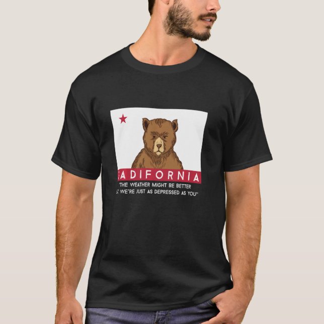 Sadifornia California Flagga Socal Norcal Cencal L T Shirt (Framsida)
