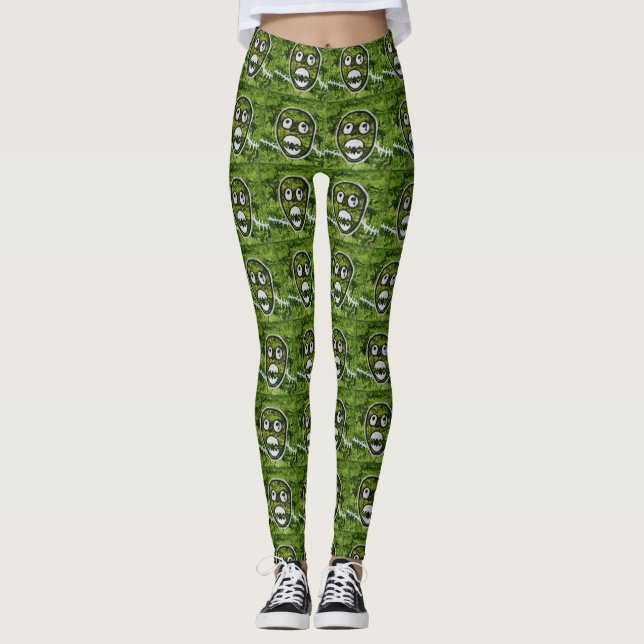 Sädige Pete Dödskalle Bisarrt Monsterkonst Leggings (Framsida)