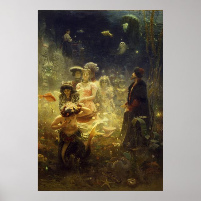 Sadko i Undervattenskungariket Ilya Repin-Sjöjungf Poster (Framsidan)