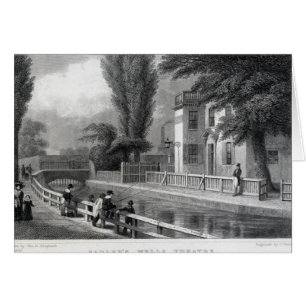 Sadlers Wells Theater, graverad av J. Garner Hälsningskort