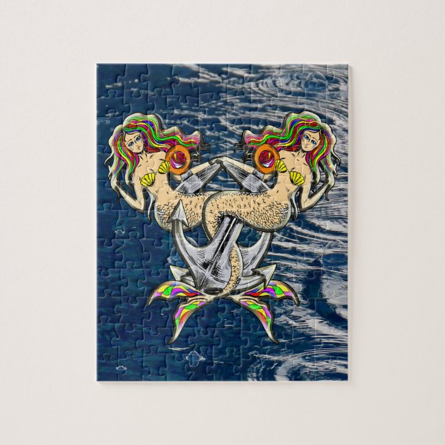 Sadliga sjöjungfruar vid ankarpunkt pussel (Vertikal)