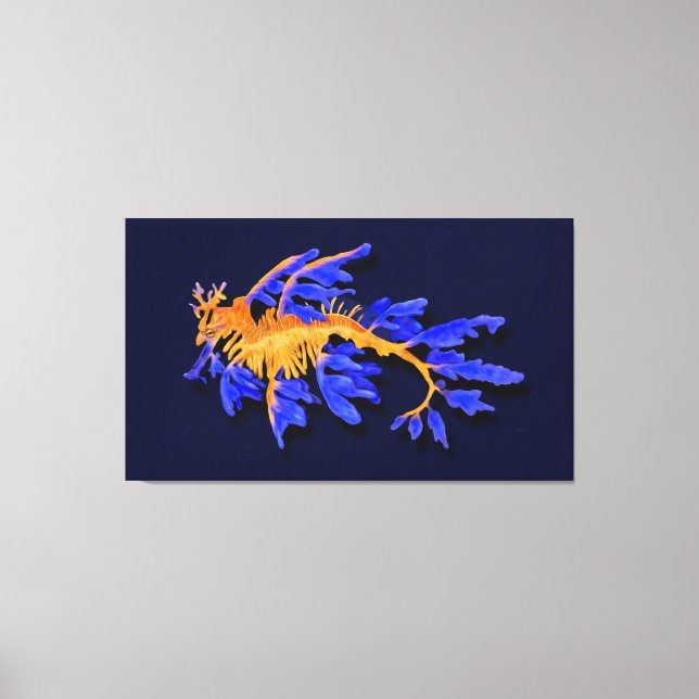 Sadragon i Guld och Blå läder Canvastryck (Framsida)