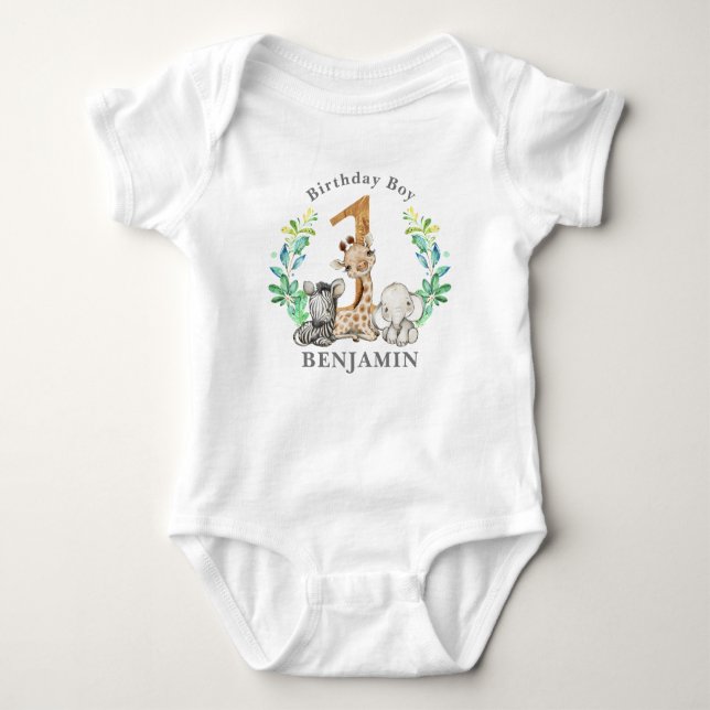 Safari 1:a födelsedag Baby T Shirt (Framsida)