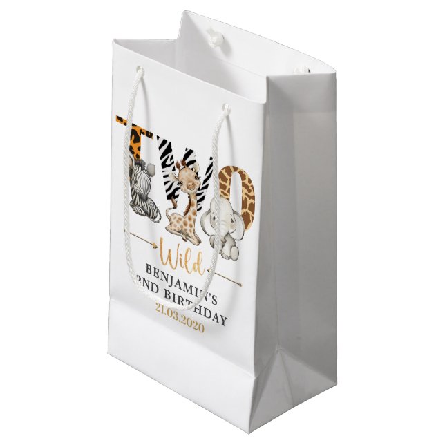 Safari 2-Vilders Födelsedagsfest Small Gift Bag (Framsidan Vinklad)