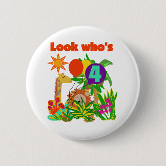 Safari 4e födelsedagen Tshirts och Gifts Knapp