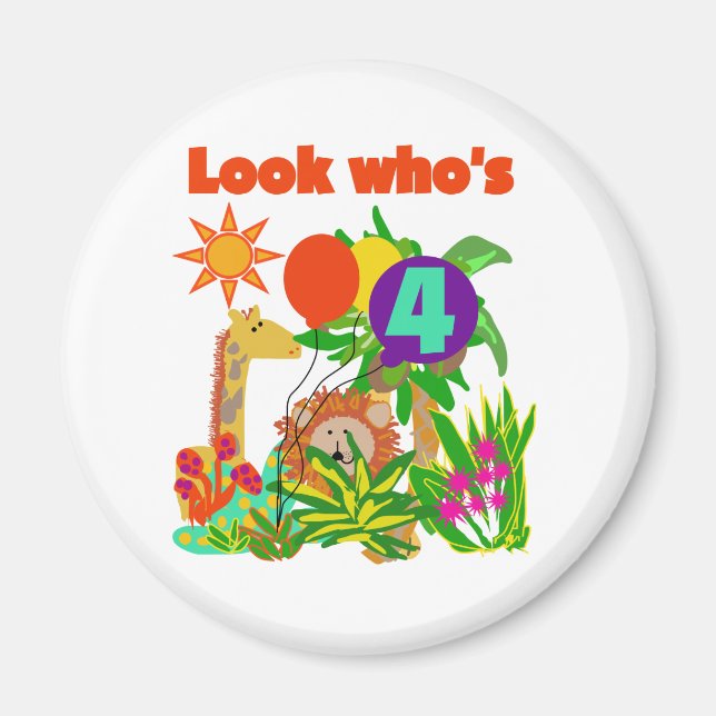 Safari 4e födelsedagen Tshirts och Gifts Magnet (Framsidan)