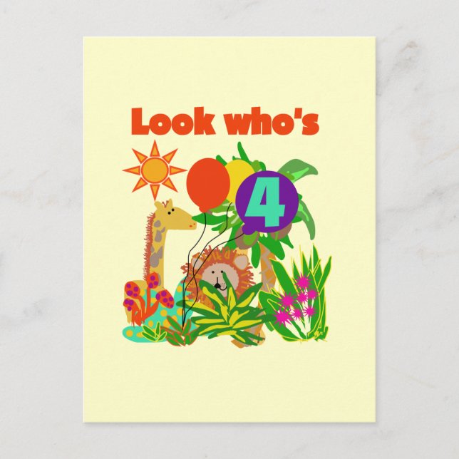 Safari 4e födelsedagen Tshirts och Gifts Vykort (Framsida)