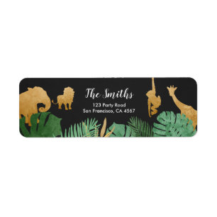 Safari Adressetiketters Vild ett Animals Jungle Zo Returadress Etikett