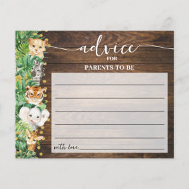 Safari Advice Mamma & Pappa Rustic Baby Shower Car Flygblad