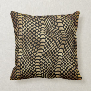 Safari African Black Guld Python Animal Skin Sepia Kudde