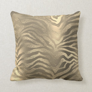 Safari African Champaign Guld Zebra Animal Skin Kudde