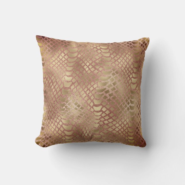 Safari African Faux Guld Python Animal Skin Smala Kudde (Framsida)