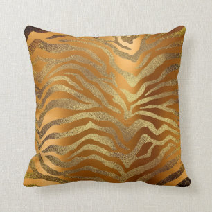 Safari African Guld Glam Zebra Animal Skin Mustard Kudde