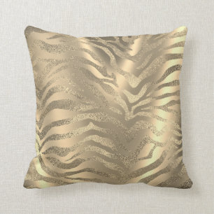 Safari African Guld Glam Zebra Animal Skin Sepia Kudde