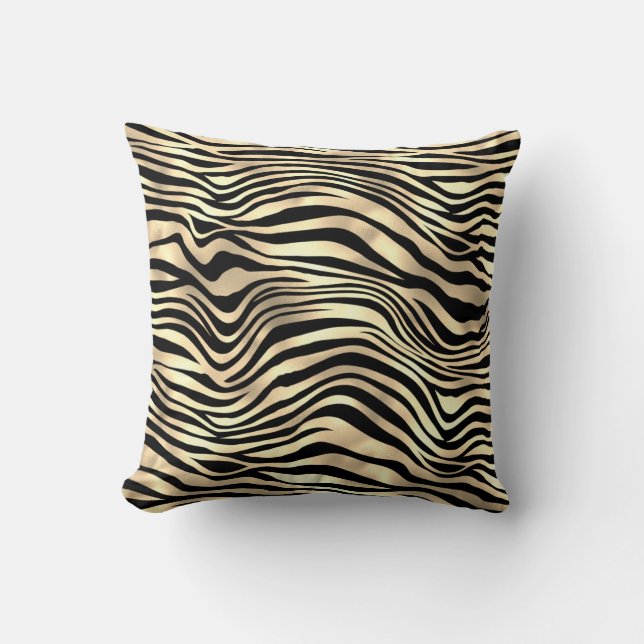 Safari African Guld Glam Zebra Animal Skin Sepia Kudde (Framsida)