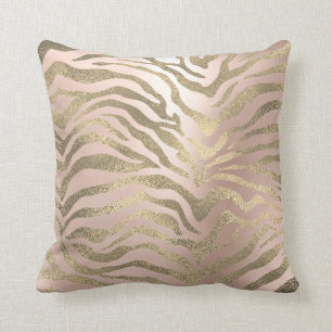 Safari African Sepia Ro Guld Zebra Animal Skin Kudde