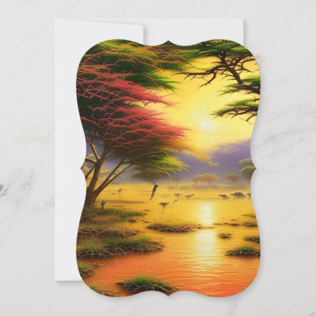 Safari, African Sunsets och Vilda djur.. Anteckningskort (Framsida)