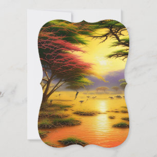 Safari, African Sunsets och Vilda djur.. Anteckningskort