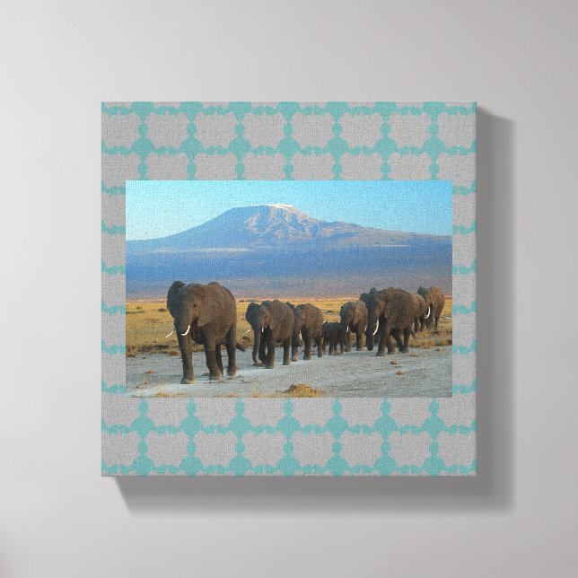Safari Afrika Elephants Canvastryck (Framsida)