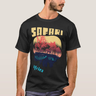 Safari Afrika Serengeti Wildlife Elephants Giraffe T Shirt