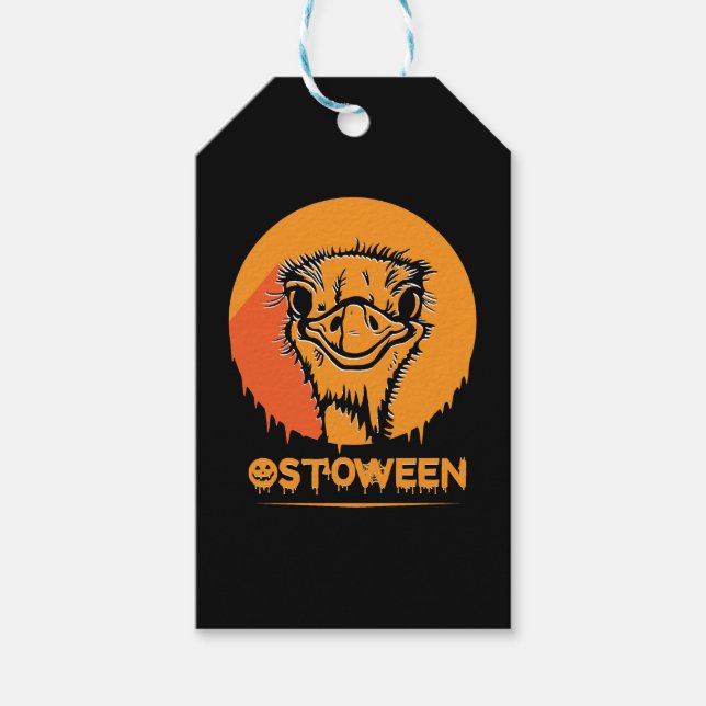 Safari Afrika serengeti wildlife halloween Ostrich Presentetikett (Framsidan)