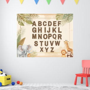 Safari Alfabet NURSERY Boho Djur i djungeln Poster