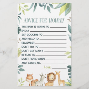 Safari Animal Adapter Baby Shower Game Activity Brevpapper